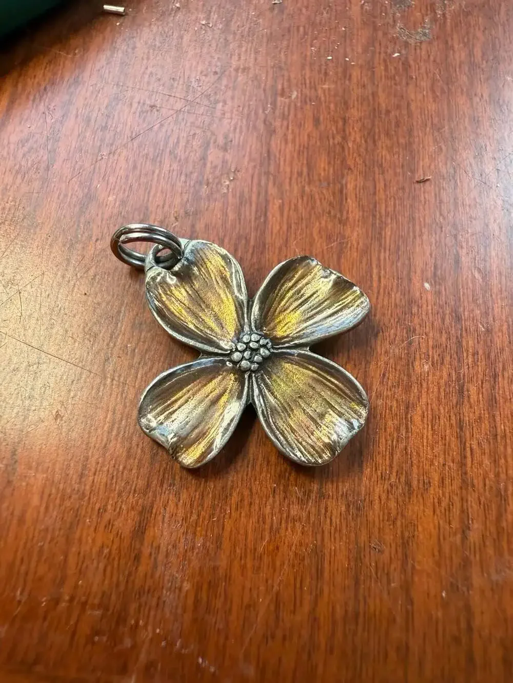 Danforth Pewter Dogwood Flower Key Ring